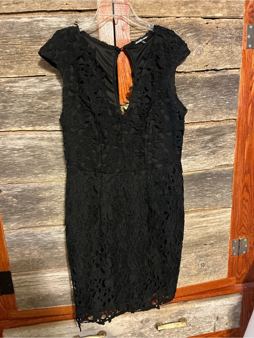 Black Lace Cap-Sleeve Sheath Dress Size 1X